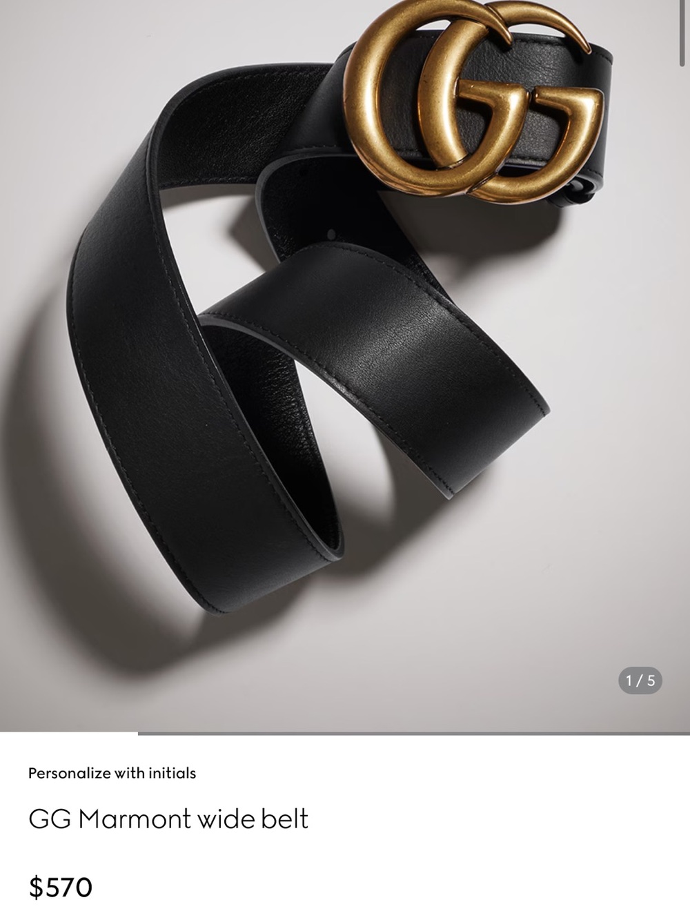 Gucci Black Leather Wide Belt with Antique Gold Double G Buckle